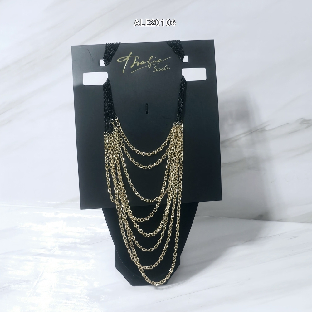 Thalia Sodi Gold and Black Layered Necklace.